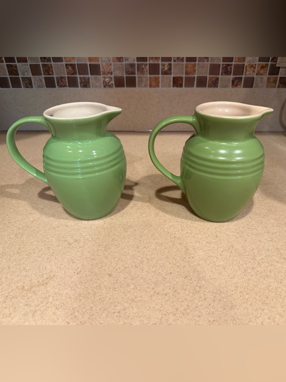 Le Creuset Stoneware Petite Pitcher Green Kiwi Breakfast Jug Set of 2